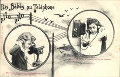 CPA Telephone Les bebes au telephone
