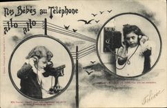 CPA Telephone Les bebes au telephone