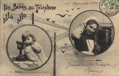 CPA Telephone Les bebes au telephone