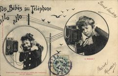 CPA Telephone Les bebes au telephone