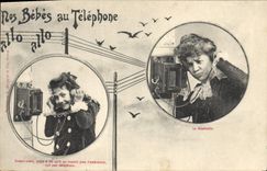 CPA Telephone Les bebes au telephone
