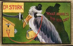 VINTAGE POSTCARD Telephone Dr. Stork