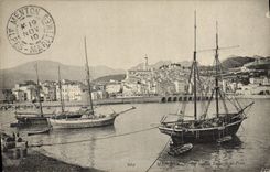 CPA Bateau Menton La vieille ville et le port 