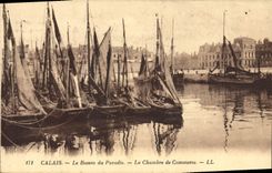 Barco de Calais de la POSTAL de la VENDIMIA el lavabo del paraíso la Cámara de Comercio