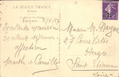 Barco de Royan de la POSTAL de la VENDIMIA la una tarde portuaria de la tormenta