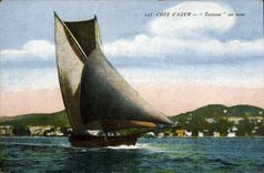 CPA Bateau Cote d'Azur Tartane au vent