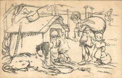 CPA Illustrateur Poulbot Chien