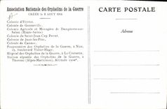 Huérfano de la POSTAL de la VENDIMIA de la guerra Quay de Orleans colonia agrícola y doméstica de París