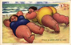 VINTAGE POSTCARD Fantasy Illustrator Strong Women Beach