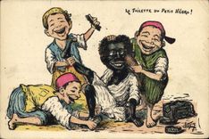 VINTAGE POSTCARD Fantasy North Africa Illustrator the toilet of small Negro
