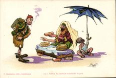 CPA Fantaisie Illustrateur Afrique du Nord Fatima la gracieuse marchande de pein