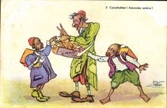 VINTAGE POSTCARD Fantasy North Africa Illustrator Peanuts Almonds salees