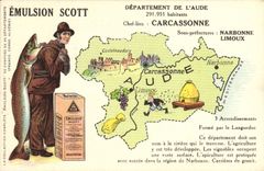 VINTAGE POSTCARD Emulsion Scott Poisson Department Aude Carcassonne Narbonne Limoux
