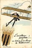 CPA Ecriture L'aviateur perplexe Waterman TOP Avion 