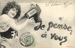 VINTAGE POSTCARD Fantasy Woman Ink Writing