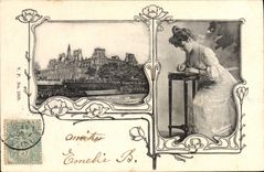 VINTAGE POSTCARD Fantasy Woman Paris Town hall