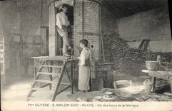 VINTAGE POSTCARD House Ulysses E Balloon Juice Blois One of the furnaces of the factory Potters