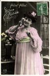 CPA Fantaisie Telephone Femme