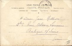 La POSTAL Fantaisie de la VENDIMIA llama por teléfono a la mujer (la decoración moldeada)