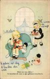 CPA Fantaisie Telephone Enfants Poupee
