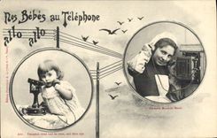 CPA Fantaisie Telephone Nos bebes au telephone 