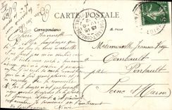 VINTAGE POSTCARD Bateau At sea Fishes Effect of the moon per calm sea