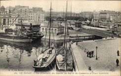 El barco de la POSTAL de la VENDIMIA pesca el cuadro total de Le Havre de los lavabos de Roy y del comercio y del lugar de Gambetta