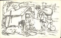 CPA Fantaisie Illustrateur Poulbot Chien