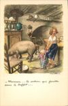 CPA Fantaisie Illustrateur Poulbot Cochon Porc