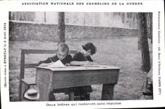 VINTAGE POSTCARD Orphan of war Two letters which will remain unanswered