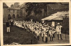 VINTAGE POSTCARD Ravelled brass band of the orphans of St Georges of Isle St Fraimbault de Prieres