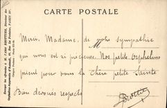 Instalación de la POSTAL de la VENDIMIA de la 1ra piedra de la cámara acorazada de los huérfanos de Auteuil Teresa de la muchedumbre del niño de Jesús alrededor de la caza