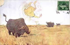 VINTAGE POSTCARD Fantasy Illustrator Oxen