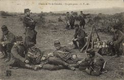 VINTAGE POSTCARD Militaria Field of fire of Chenove a small station