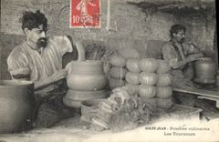 VINTAGE POSTCARD Ceramic Pottery Gulf Juan culinary Potteries turners TOP