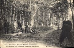 CPA Photographie Frontiere Franco suisse alsacienne A la borne des trois puissances Une mise au point difficile