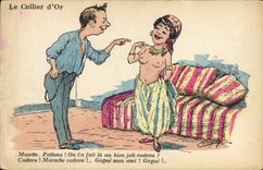 VINTAGE POSTCARD Fantasy Illustrator the gold collar