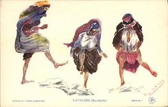 VINTAGE POSTCARD Fantasy Illustrator Washerwomen Bou Saada