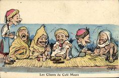 CPA Fantaisie Illustrateur Les clients du cafe Maure 