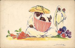 CPA Fantaisie Illustrateur Femme Afrique du Nord 