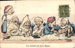 CPA Fantaisie Illustrateur Les clients du Cafe Maure 