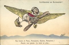 CPA Fantaisie Illustrateur Sidi Mohamed sur Burnousplan Avion