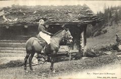 VINTAGE POSTCARD Folklore Departure for the mountain Horse