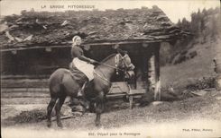 VINTAGE POSTCARD Folklore Savoy Departure for the mountain Horse