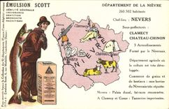 VINTAGE POSTCARD Emulsion Scott Department Nievre Nevers Clamecy Castle-Chinon Cow