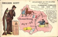 VINTAGE POSTCARD Emulsion Scott Department Puy de Dome Clermont-Ferrand Riom Thiers Issoire
