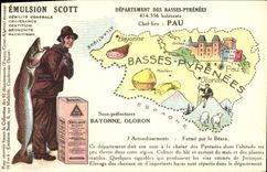 VINTAGE POSTCARD Emulsion Scott Department the Low Pyrenees Pau Bayonne Oloron