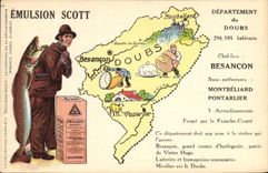 VINTAGE POSTCARD Emulsion Scott Department Doubs Besancon Montbeliard Pontarlier