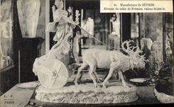 VINTAGE POSTCARD Potier Pottery Manufactures Separate Especially table of Fremiet