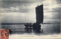 VINTAGE POSTCARD Boat of sin Evening of autumn